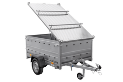 Przyczepka lekka na resorach 200x125 UNITRAILER GARDEN 201/R KIPP z burtami BIS i pokrywą aluminiową