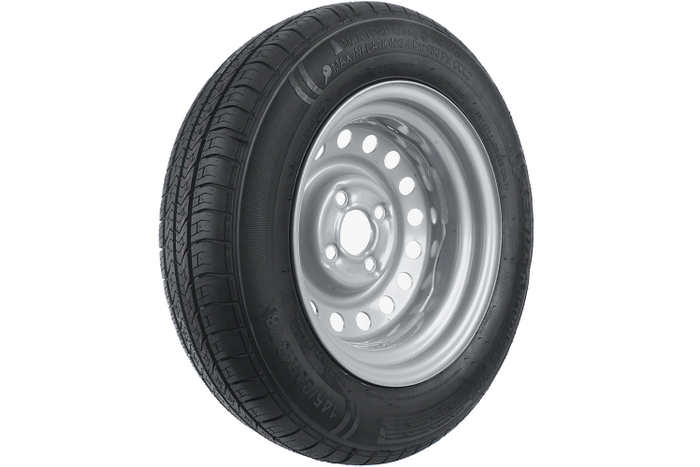Komplet dwóch kół do przyczep UNITRAILER / TEMARED / BRENDERUP / STEMA / BÖCKMANN OPONA KENDA 145/80 R13 78N FELGA STARCO 4Jx13"H2 4x100 ET:30