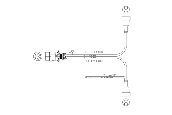 Instalacja elektryczna MANTES wiązka przyczepki podłodziowej 4,4m wtyczka 7PIN bajonety 2x5PIN