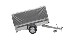 Przyczepka samochodowa na resorach 230x125 UNITRAILER FORCE 230/R KIPP ze stelażem H-800 i pokrowcem szarym